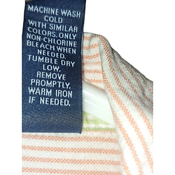 Duck Head Jeans Co. Womens Striped Button-Down Shirt M Peach/White Causal Preppy - Picture 7 of 8